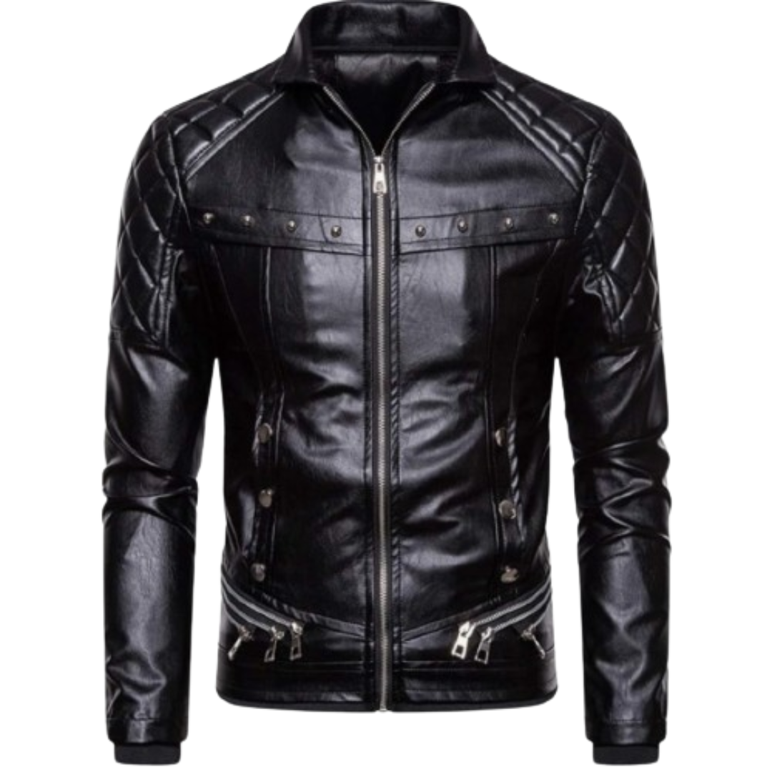 Men's Faux Fur Leather Jacket Black Bomber Jackets