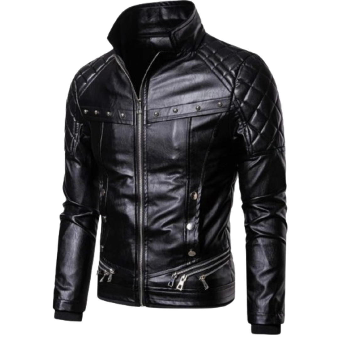 Men's Faux Fur Leather Jacket Black Bomber Jackets