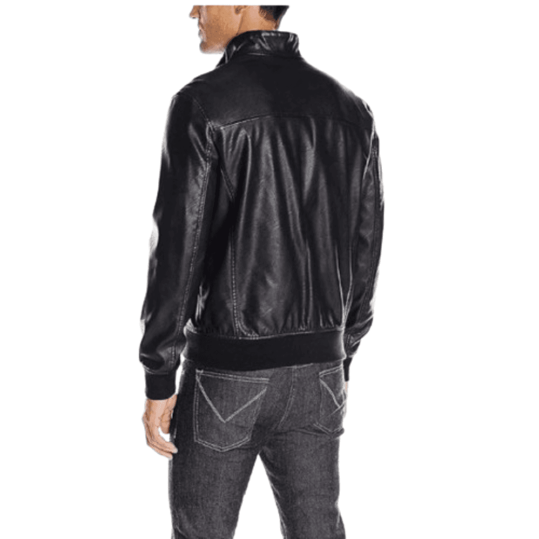 Men's Faux Leather Bomber Jacket Black Bomber Jackets