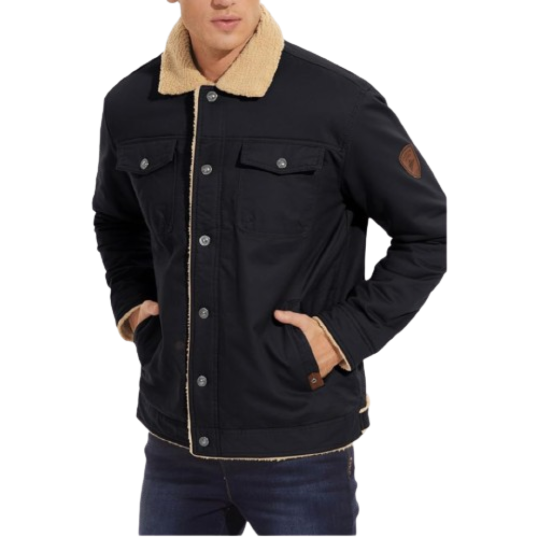 Men's Lined Sherpa Jacket Black Bomber Jackets