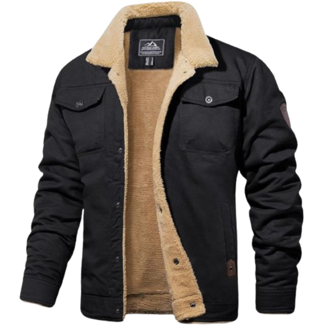 Men's Lined Sherpa Jacket Black Bomber Jackets