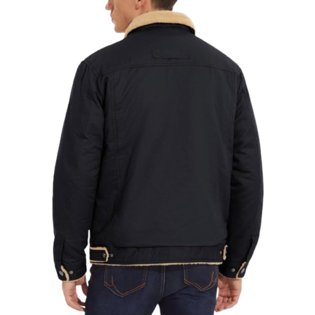 Men's Lined Sherpa Jacket Black Bomber Jackets