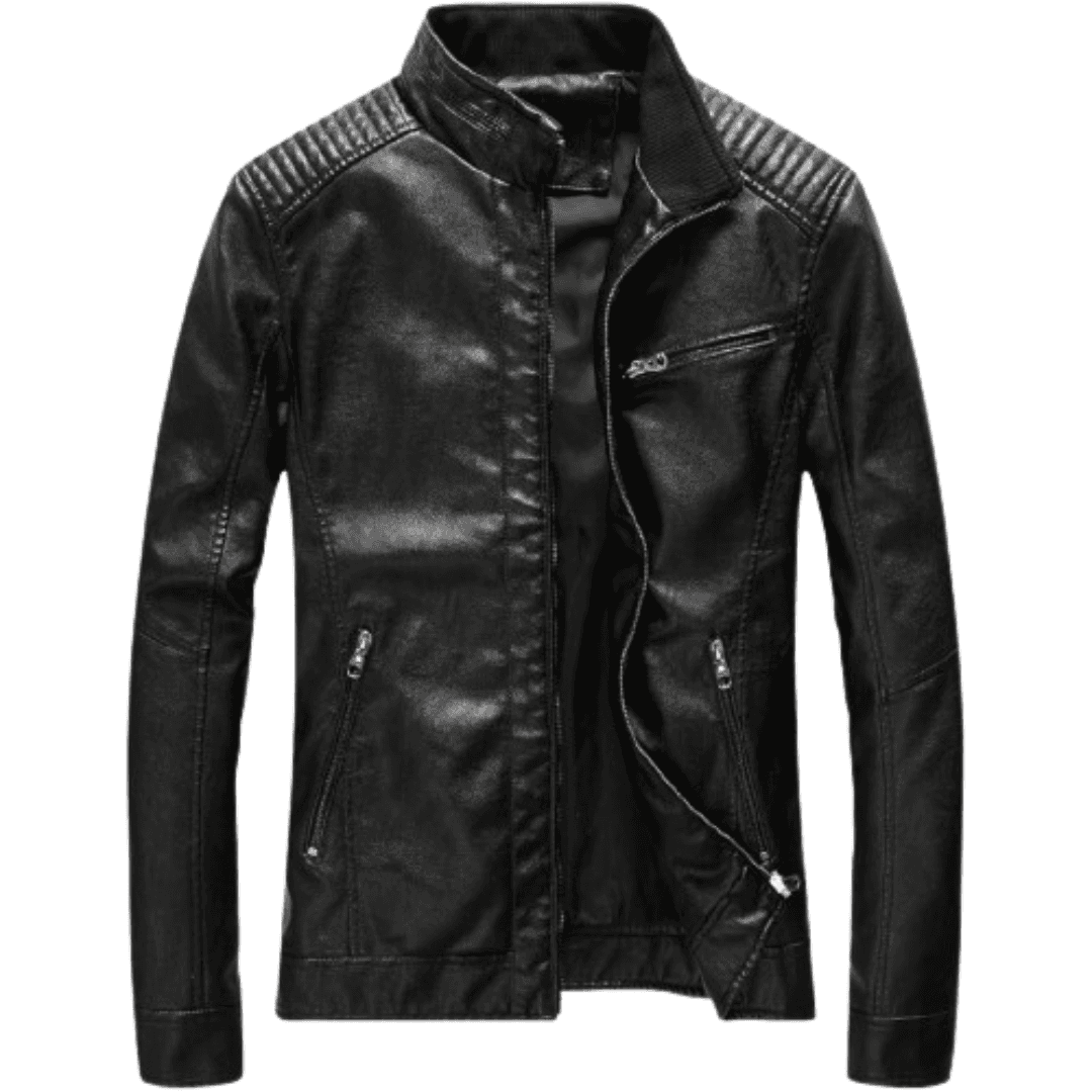 Men's Motorcycle Leather Jacket Black Bomber Jackets