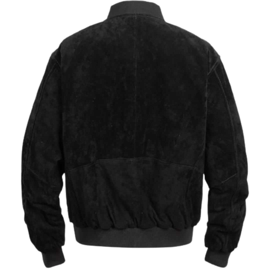 Men's Suede Leather Jacket Black Bomber Jackets