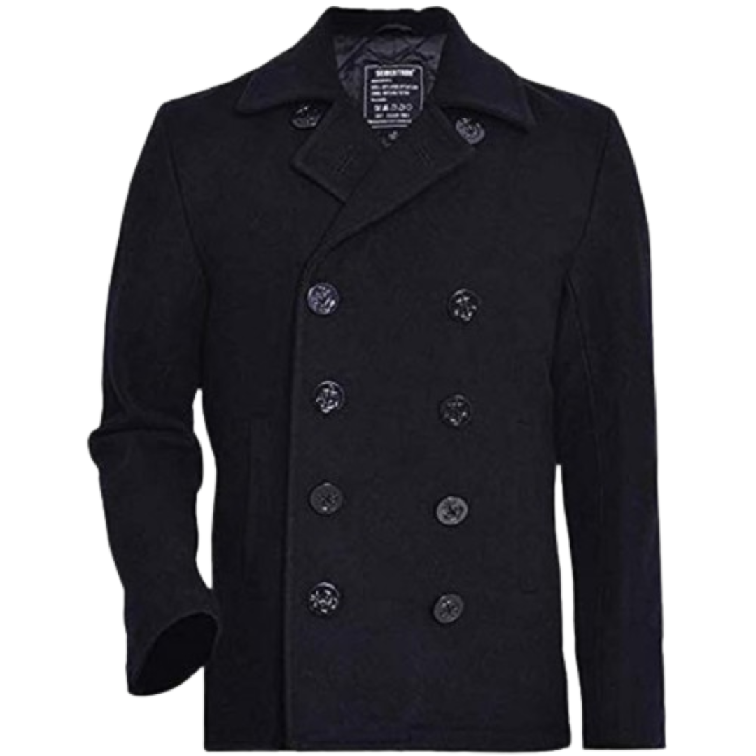 Men's Wool Jacket - Men's Pea Coat Black Bomber Jackets