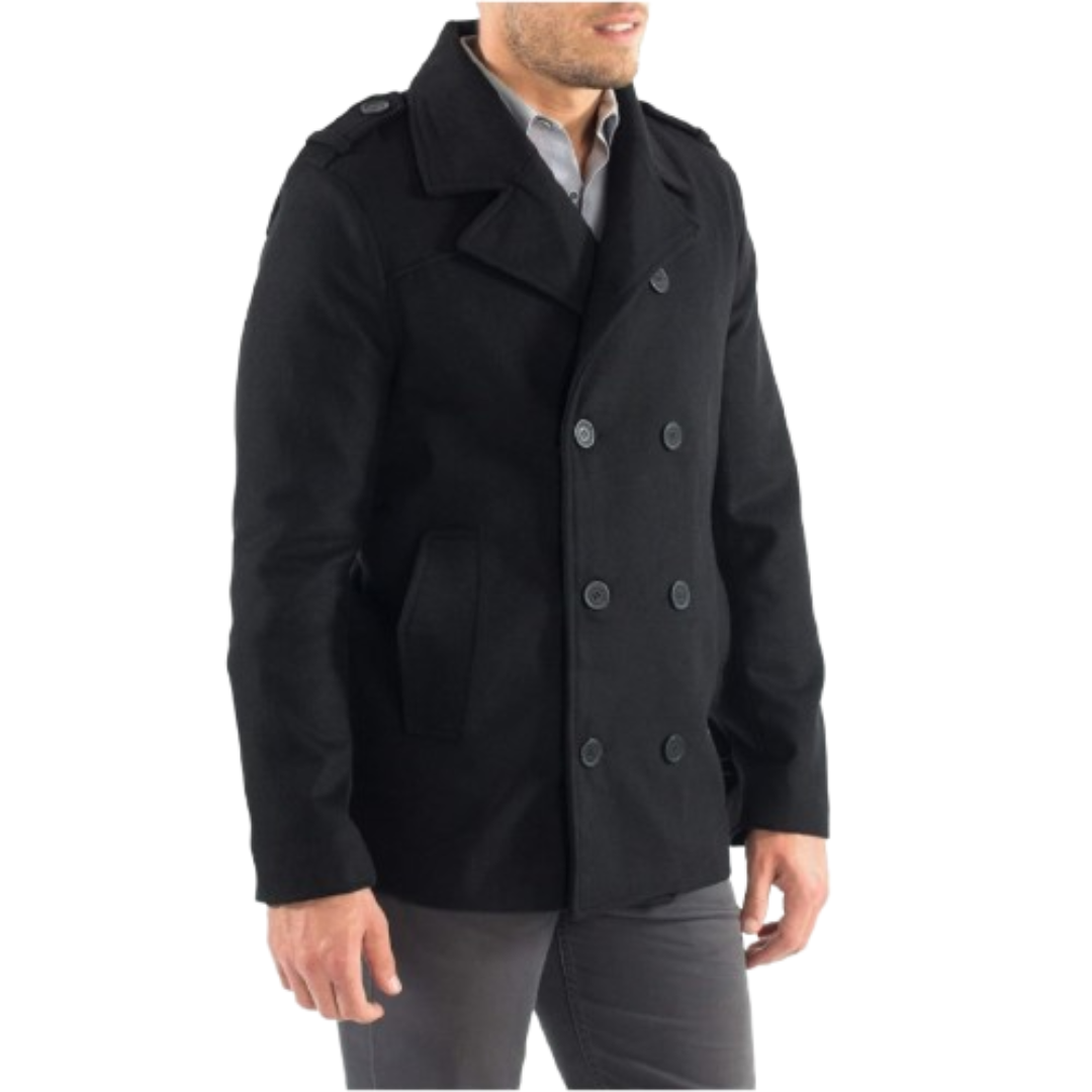 Men's Wool Jacket - Men's Pea Coat Black Bomber Jackets