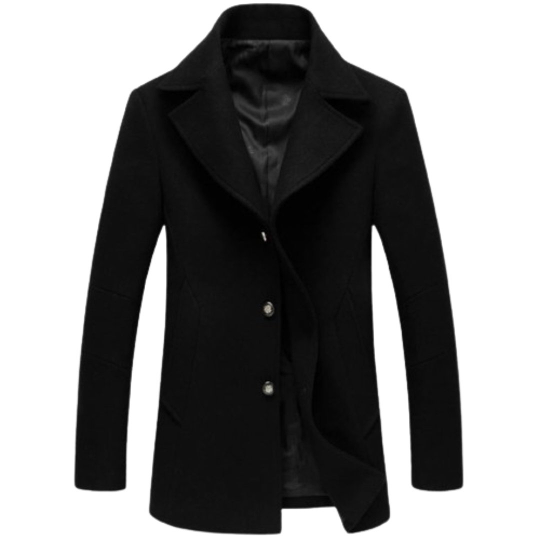 Men's Wool Pea Coat Black Bomber Jackets