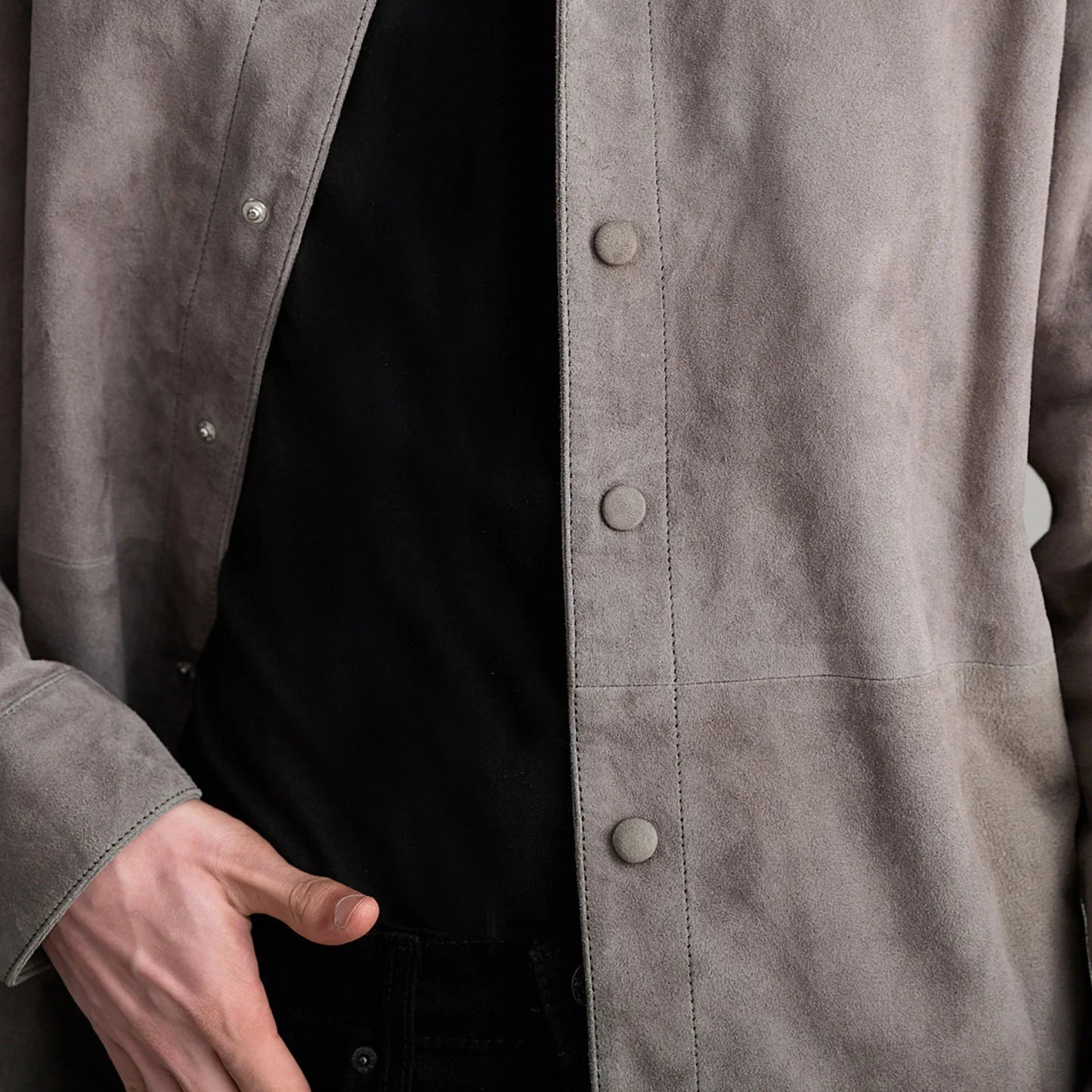 Haven Grey Suede Leather Shirt