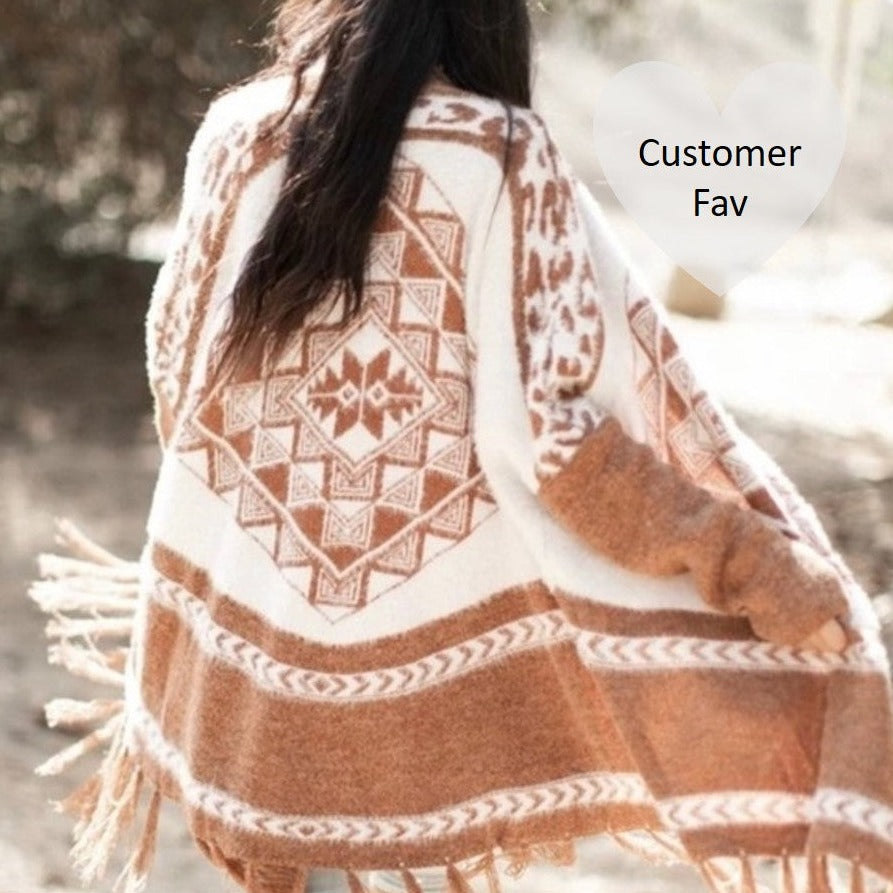 Bozeman Aztec Print Western Tribal Cardigan Sweater