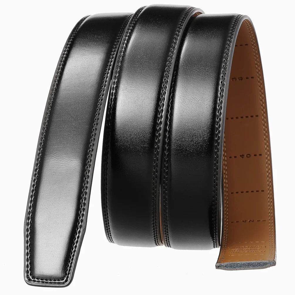 High Quality No-Holes Leather Ratchet Belt for Men