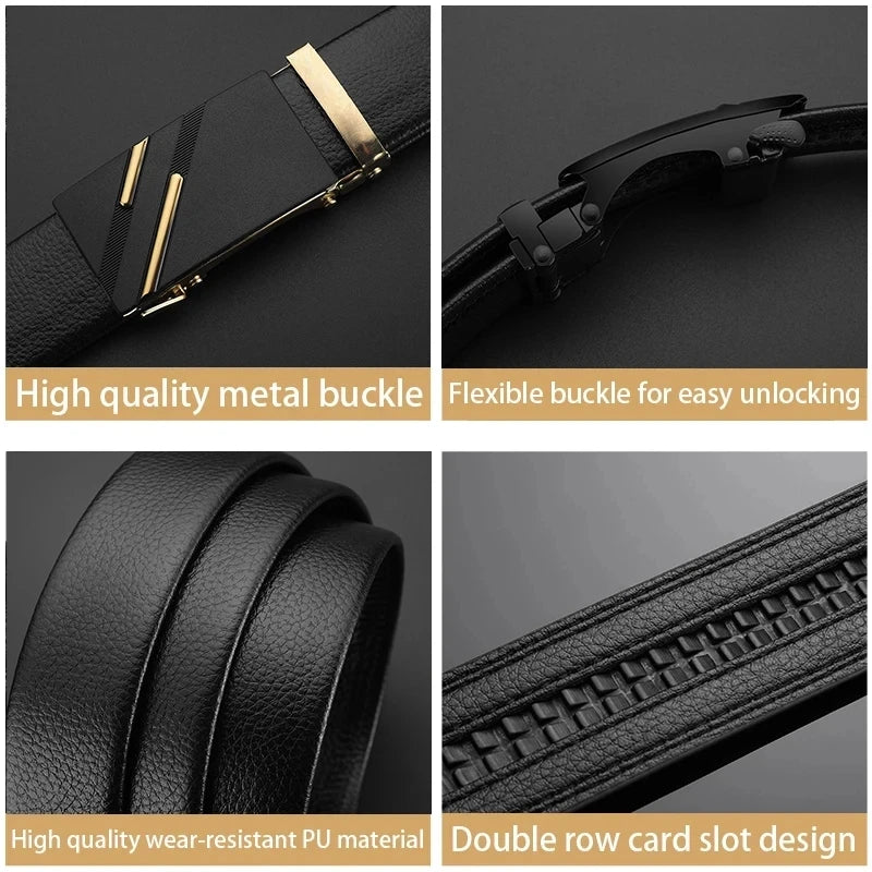 Men's Luxury PU Leather Business Belt