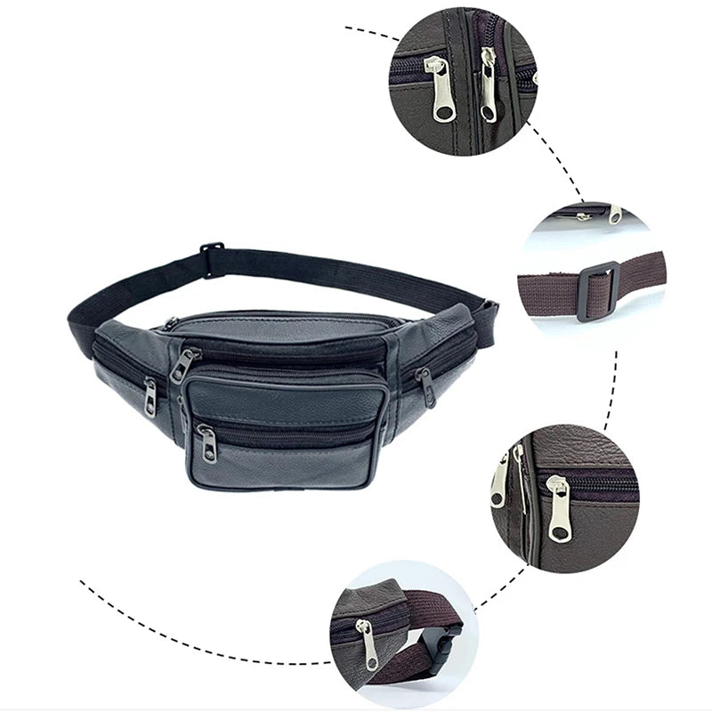 Men's PU Leather Waist Pack Bag