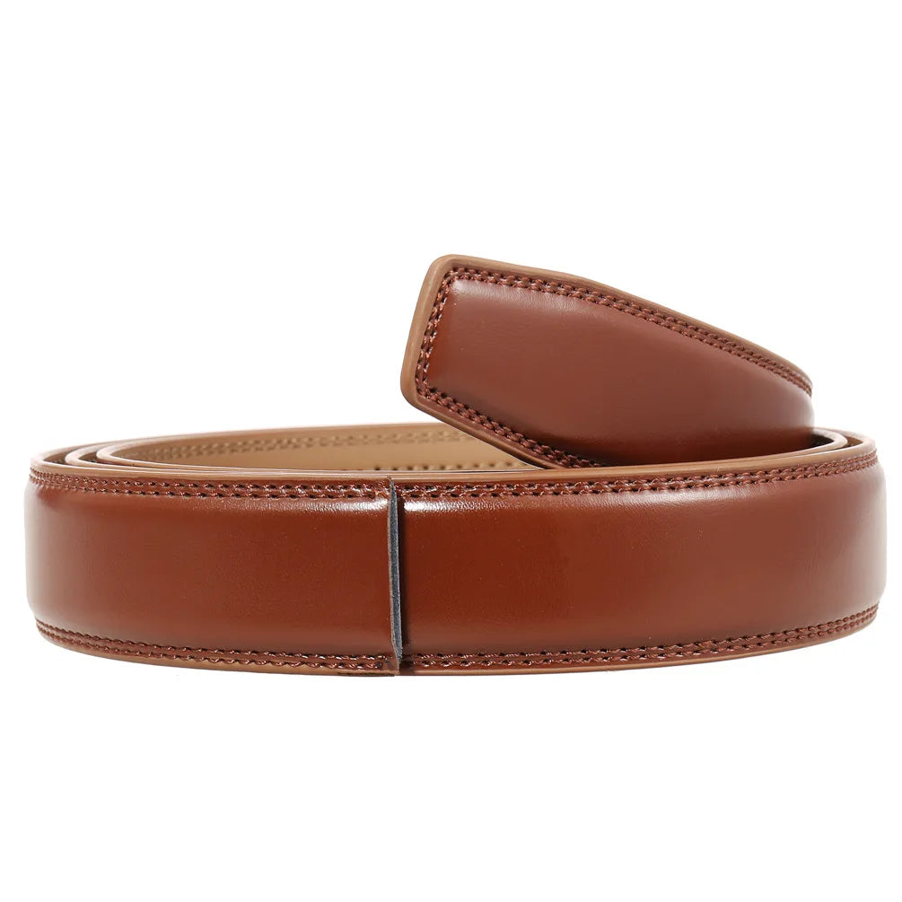 High Quality No-Holes Leather Ratchet Belt for Men