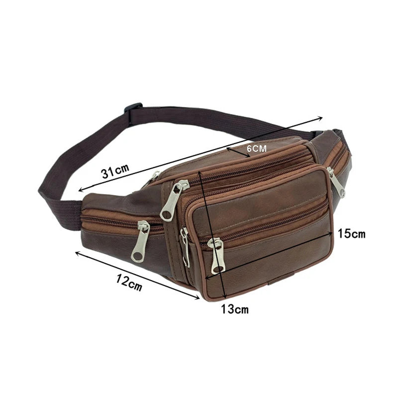 Men's PU Leather Waist Pack Bag