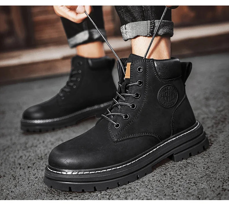 Men's High-Top Leather Boots