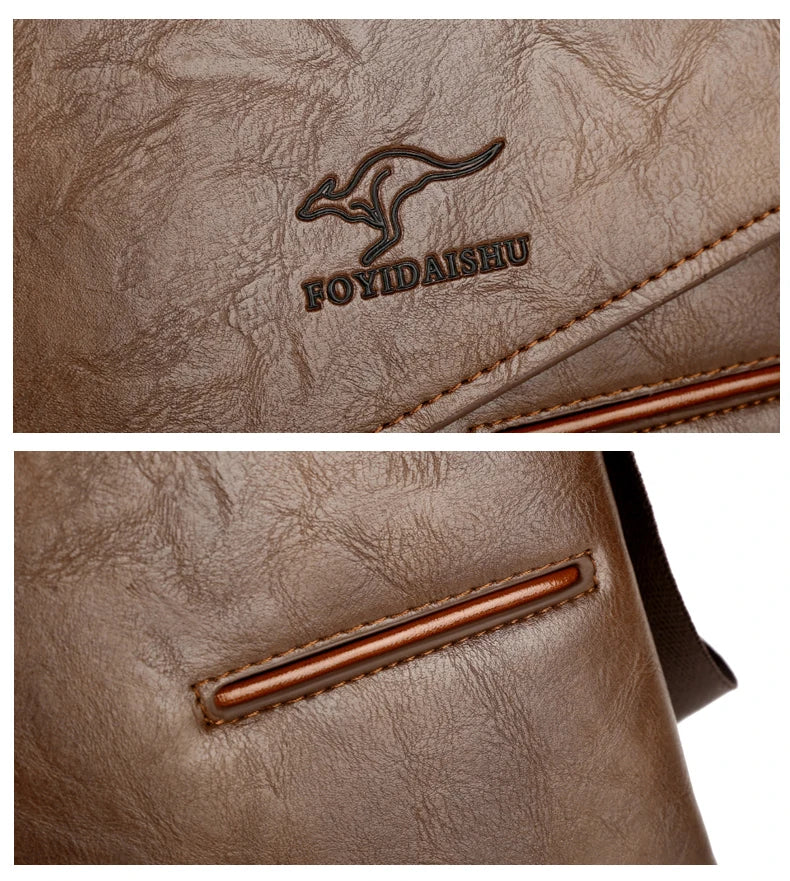 Kangaroo Leather Messenger Bag for Men