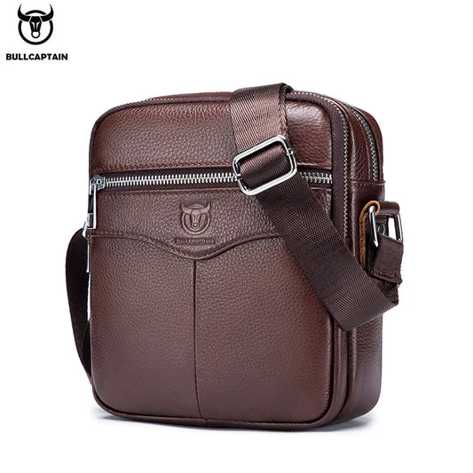 BULLCAPTAIN Men's Leather Shoulder Messenger Bag