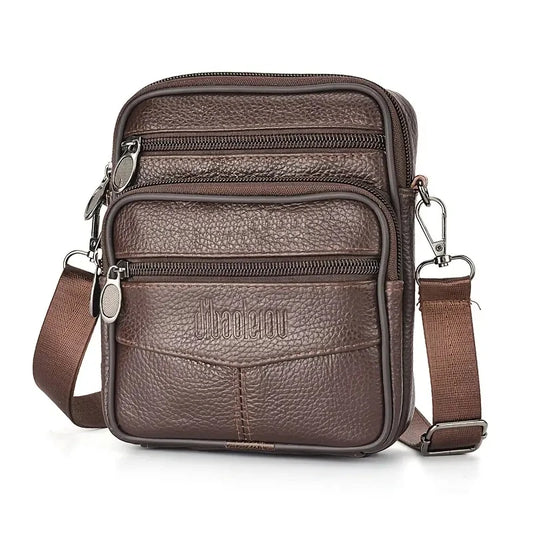 Men's Genuine Leather Vertical Crossbody Bag