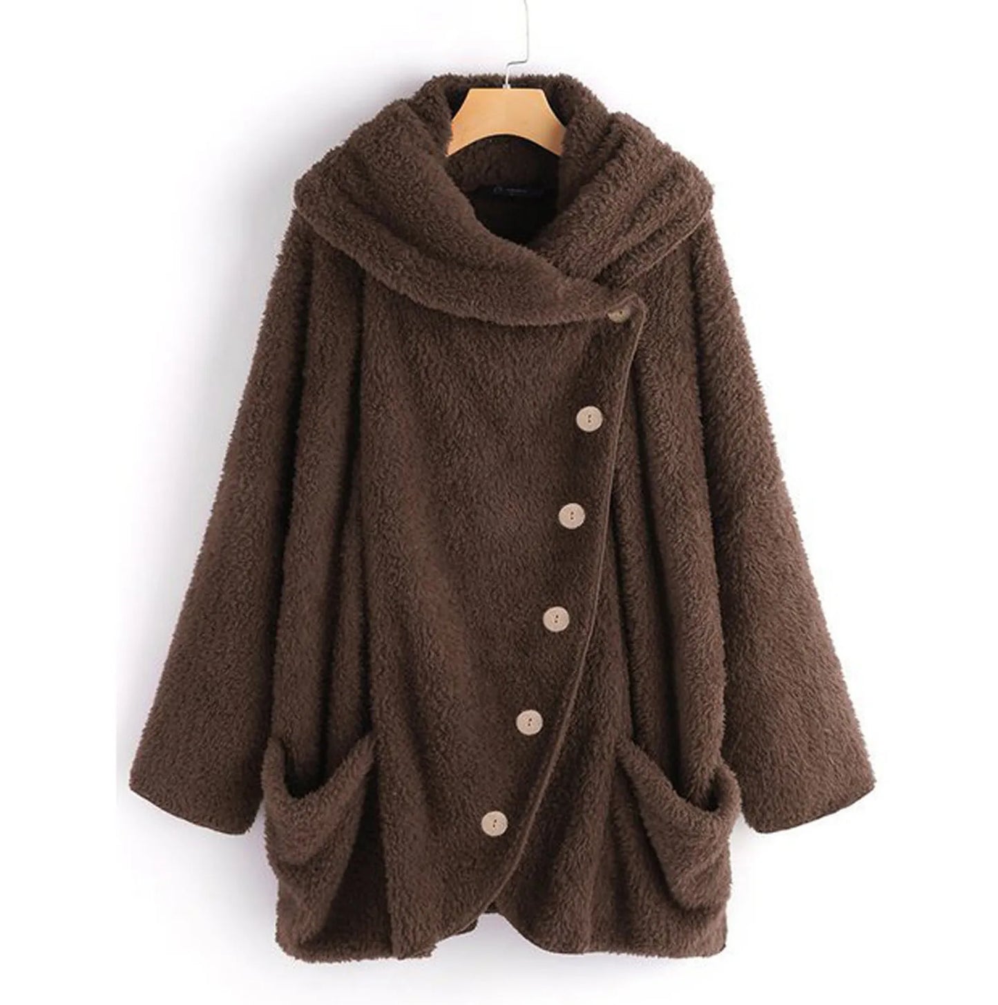 Autumn Winter Coat Women Warm Teddy Bear Coat Wool Jacket Female Plush Coat Hooded Jacket New Women's Coats Solid Color Jacket