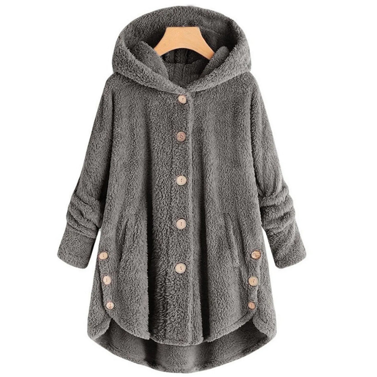 Autumn Winter Coat Women Warm Teddy Bear Coat Wool Jacket Female Plush Coat Hooded Jacket New Women's Coats Solid Color Jacket