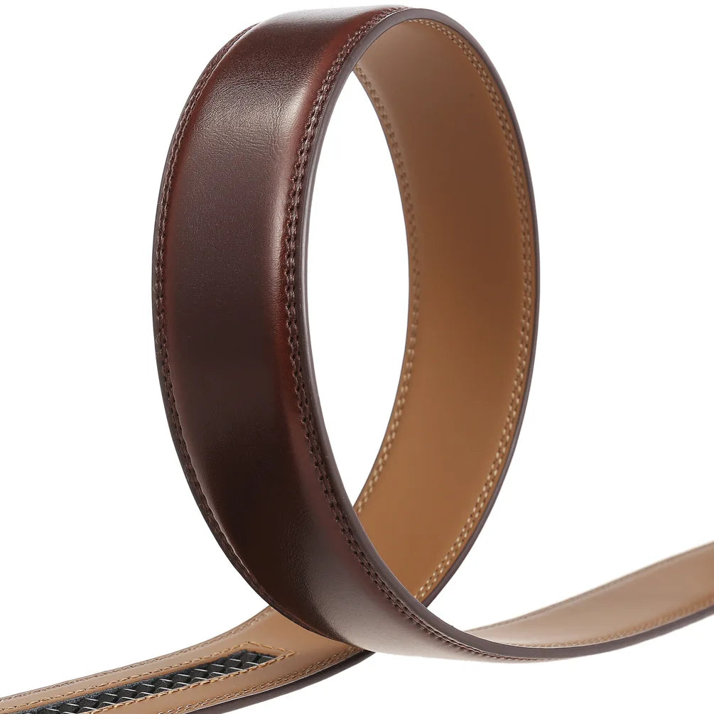 High Quality No-Holes Leather Ratchet Belt for Men