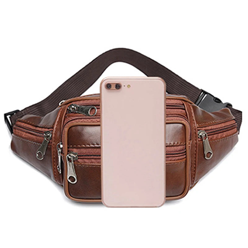 Men's PU Leather Waist Pack Bag