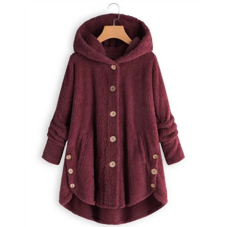 Autumn Winter Coat Women Warm Teddy Bear Coat Wool Jacket Female Plush Coat Hooded Jacket New Women's Coats Solid Color Jacket