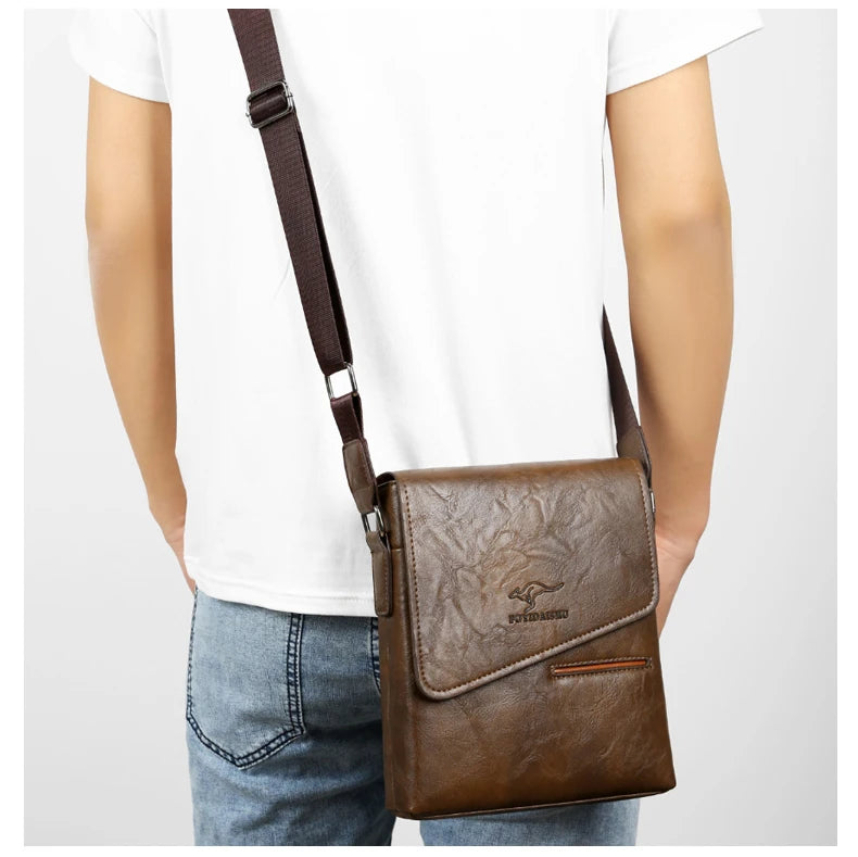 Kangaroo Leather Messenger Bag for Men