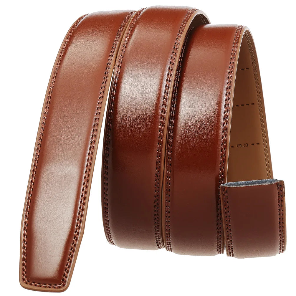 High Quality No-Holes Leather Ratchet Belt for Men