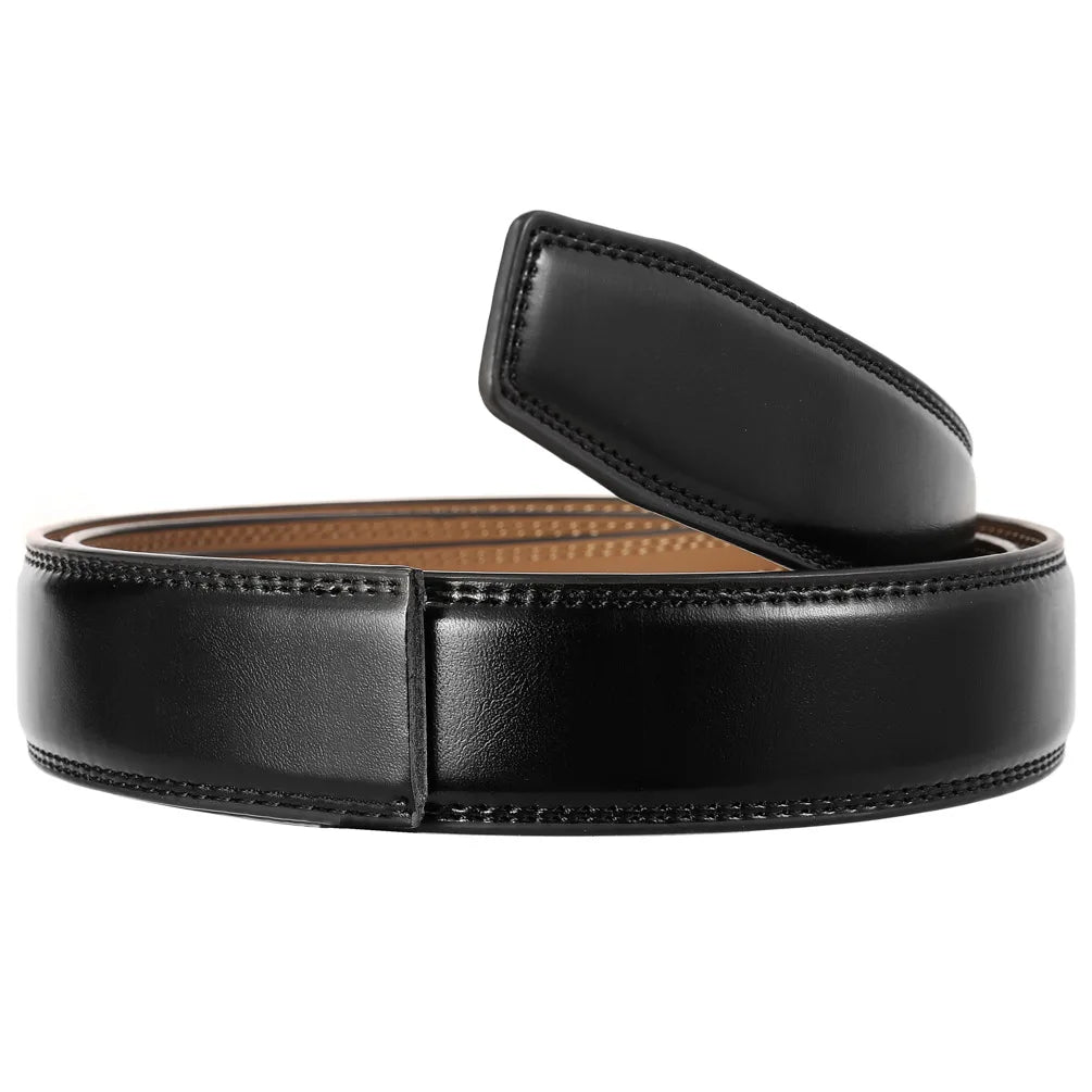 High Quality No-Holes Leather Ratchet Belt for Men