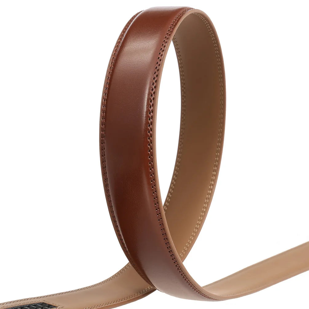 High Quality No-Holes Leather Ratchet Belt for Men