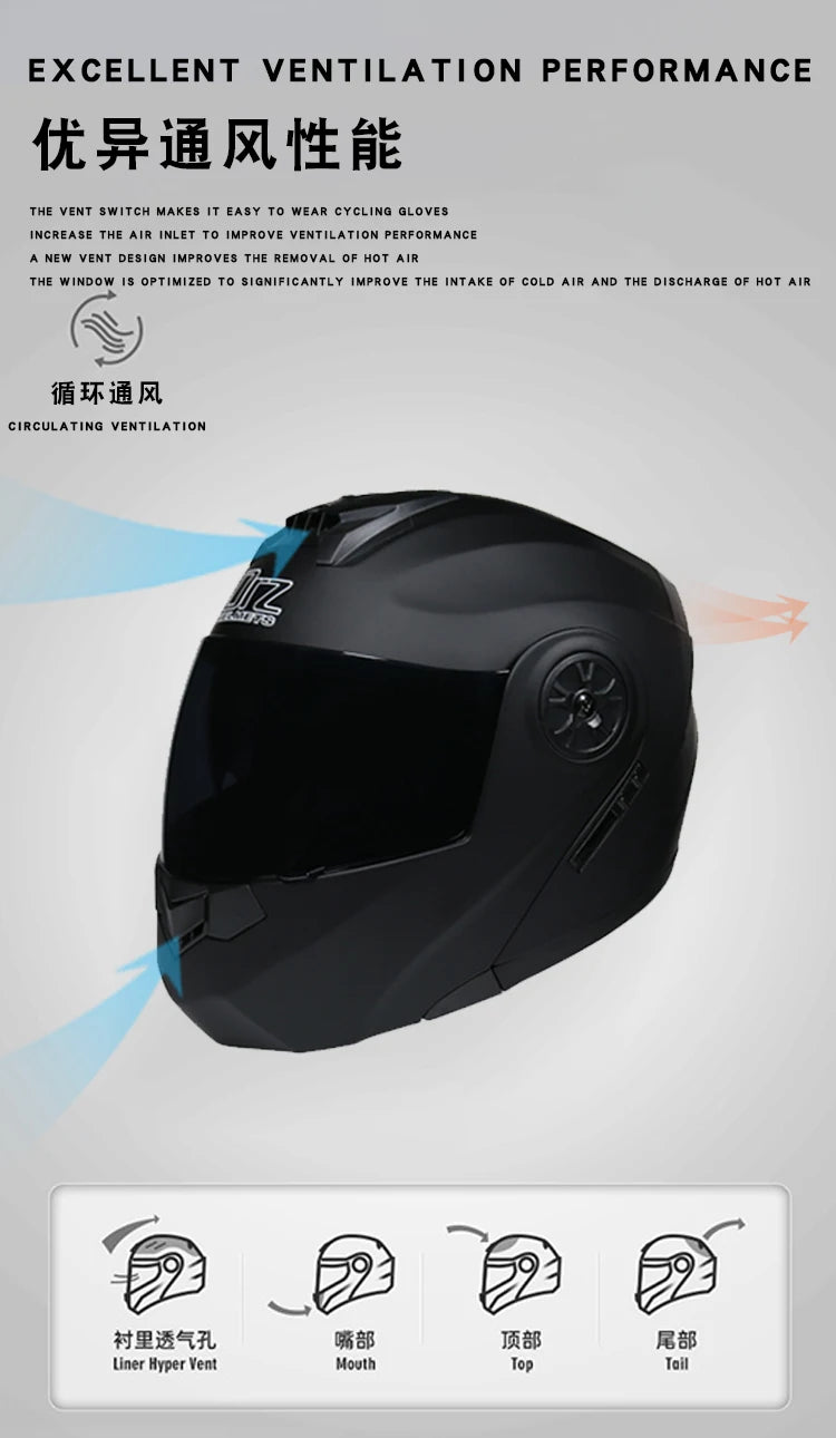 Latest DOT Approved Safety Modular Flip Motorcycle Helmet Voyage Racing Dual Lens Helmet Interior Visor