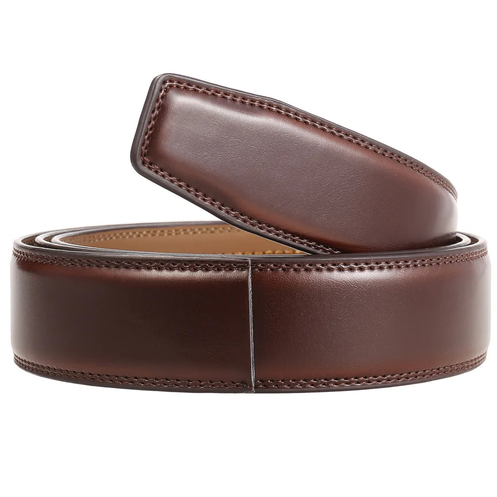 High Quality No-Holes Leather Ratchet Belt for Men