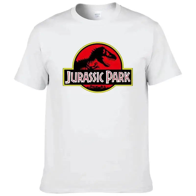 2023Jurassic Park T Shirt Men 100% Cotton Printed T-Shirt Casual Funny Tops Jurassic World Tees Short Sleeve Cool Tshirt 80045