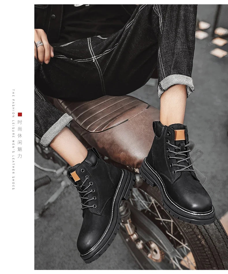 Men's High-Top Leather Boots