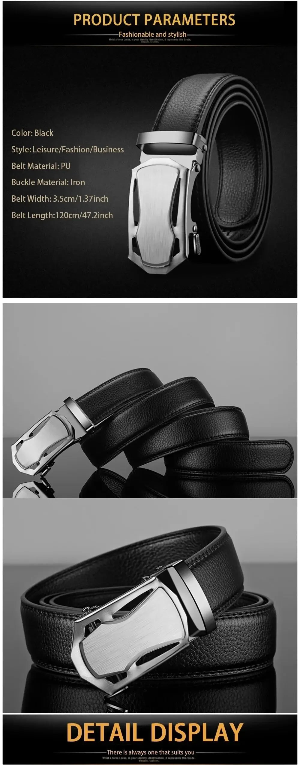 Men's Luxury PU Leather Business Belt