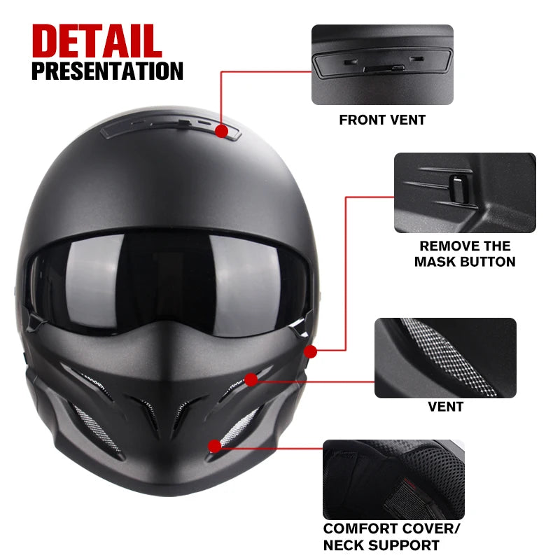 2022 Scorpion Helmet Detachable Multi-purpose Combination Helmet Motorcycle Locomotive Personality Half Predator Helmet