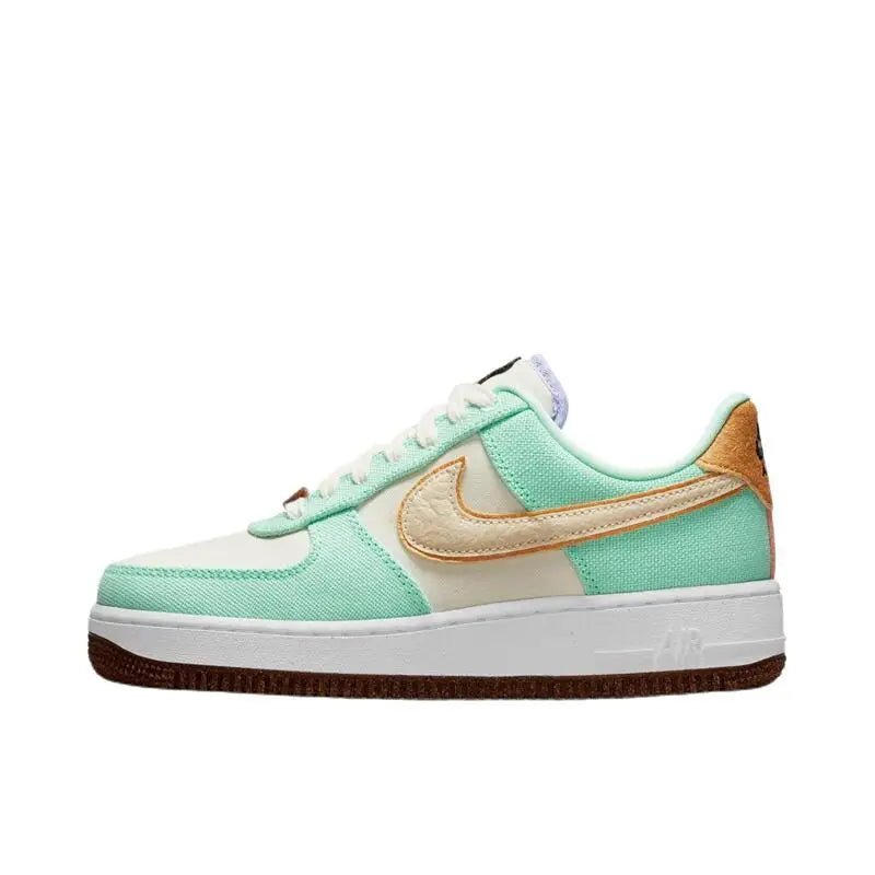 Nike Air Force 1 Leather Board Shoes in White & Brown