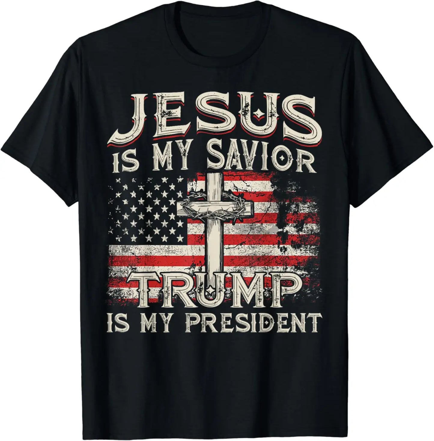 Jesus Is My Savior Trump Is My President American Flag  Women's T-shirts Fashion Y2k Tops Tshirt Haikyuu Graphic Tees 80811