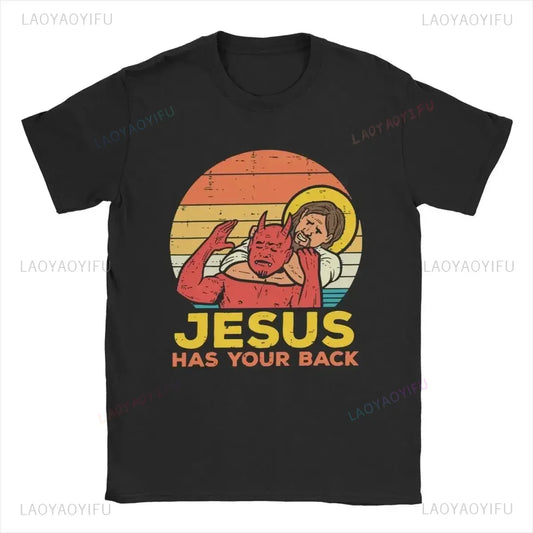 Jesus Has Your Back Jiu Jitsu Retro Christian T Shirts Women and Men  Vintage Short Sleeve Tee Shirt Cool Tops