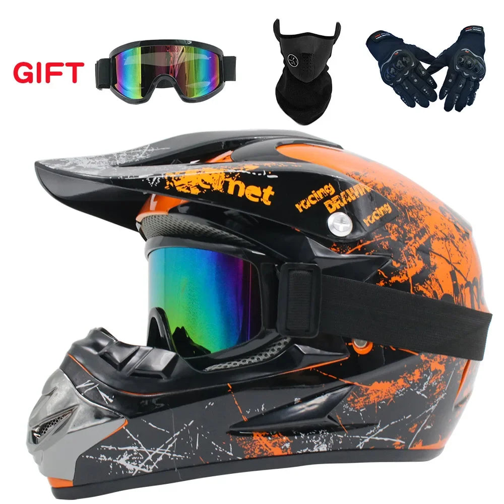 Motorcycle Helmet Off-road Helmet Bike Downhill AM DH Cross Helmet Capacete Motocross Casco Send 3 Gift Man Children Motocross