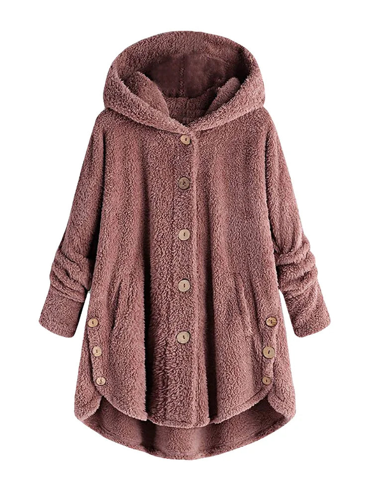 Autumn Winter Coat Women Warm Teddy Bear Coat Wool Jacket Female Plush Coat Hooded Jacket New Women's Coats Solid Color Jacket