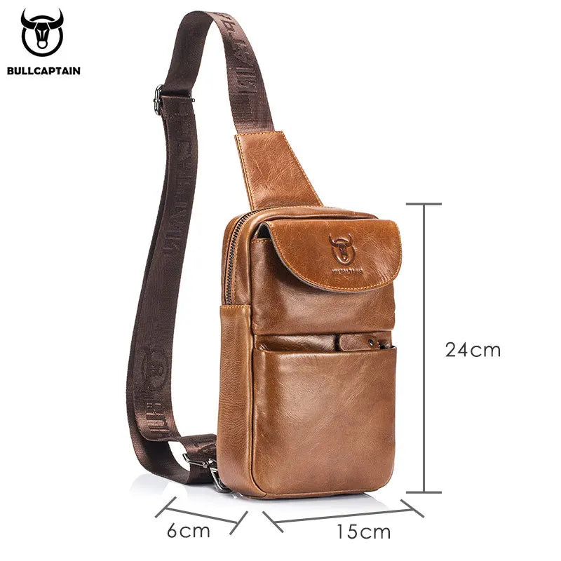 BULLCAPTAIN Multifunctional Leather Messenger Bag