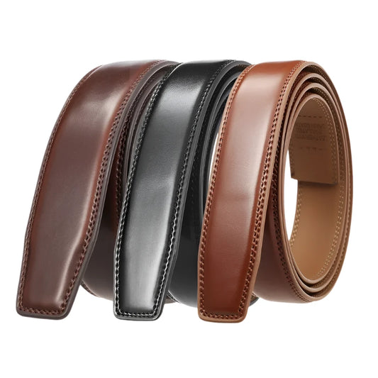 High Quality No-Holes Leather Ratchet Belt for Men