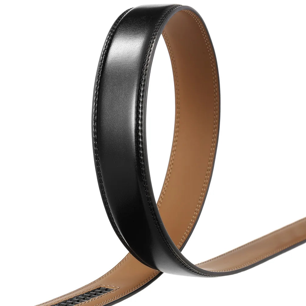 High Quality No-Holes Leather Ratchet Belt for Men