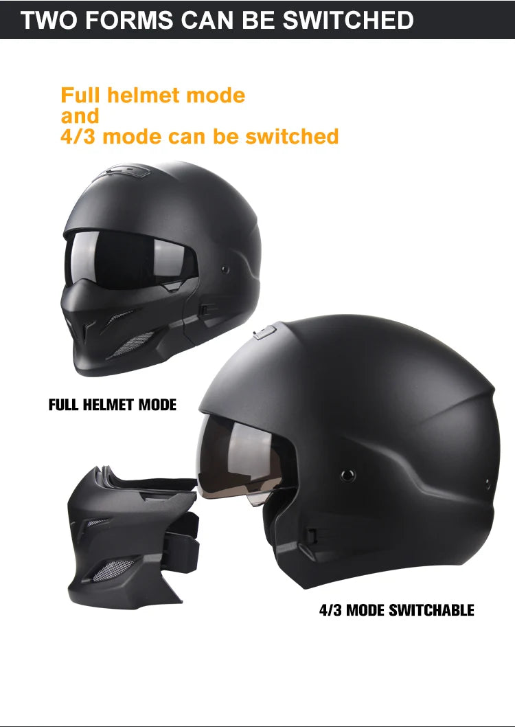 2022 Scorpion Helmet Detachable Multi-purpose Combination Helmet Motorcycle Locomotive Personality Half Predator Helmet