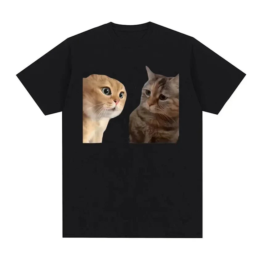 Funny Cute Cats Talking Meme Graphic T-shirts Women Fashion Short Sleeve T Shirt Casual Oversized T-shirt Women Clothing