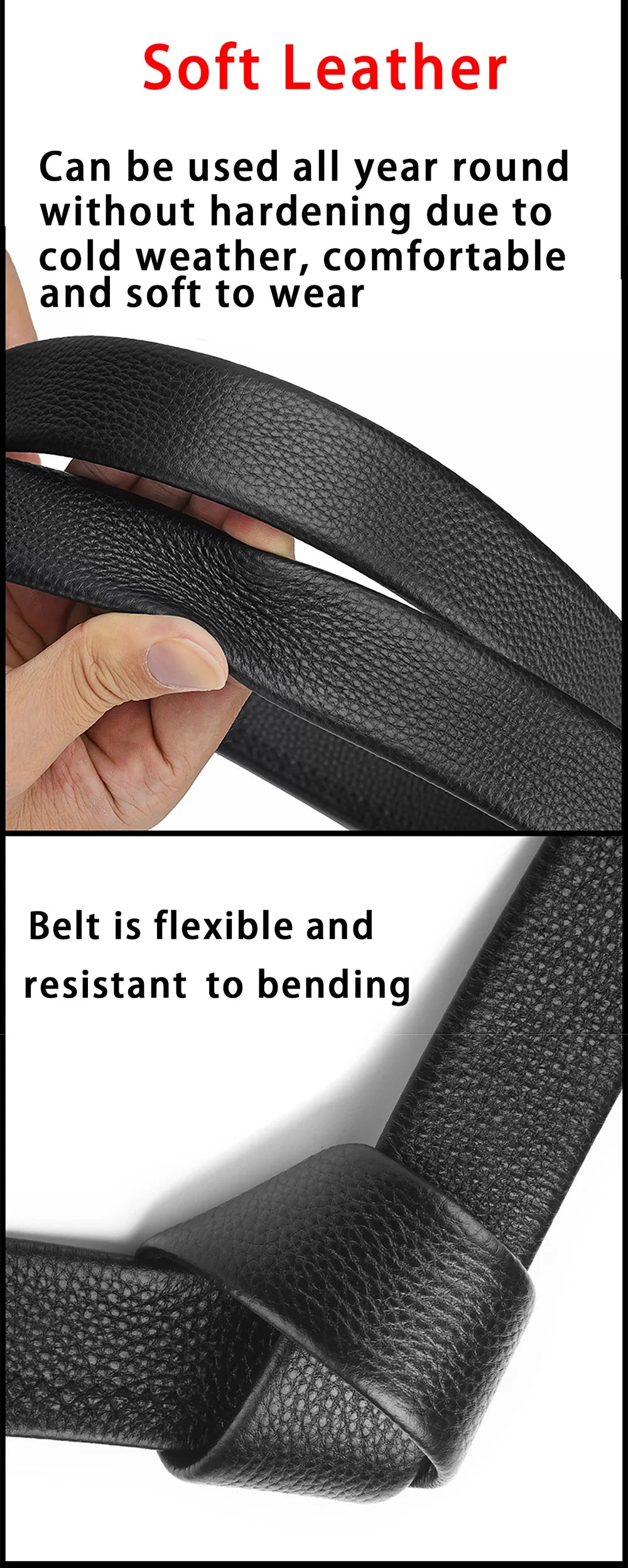 Men's No-Buckle PU Leather Belts