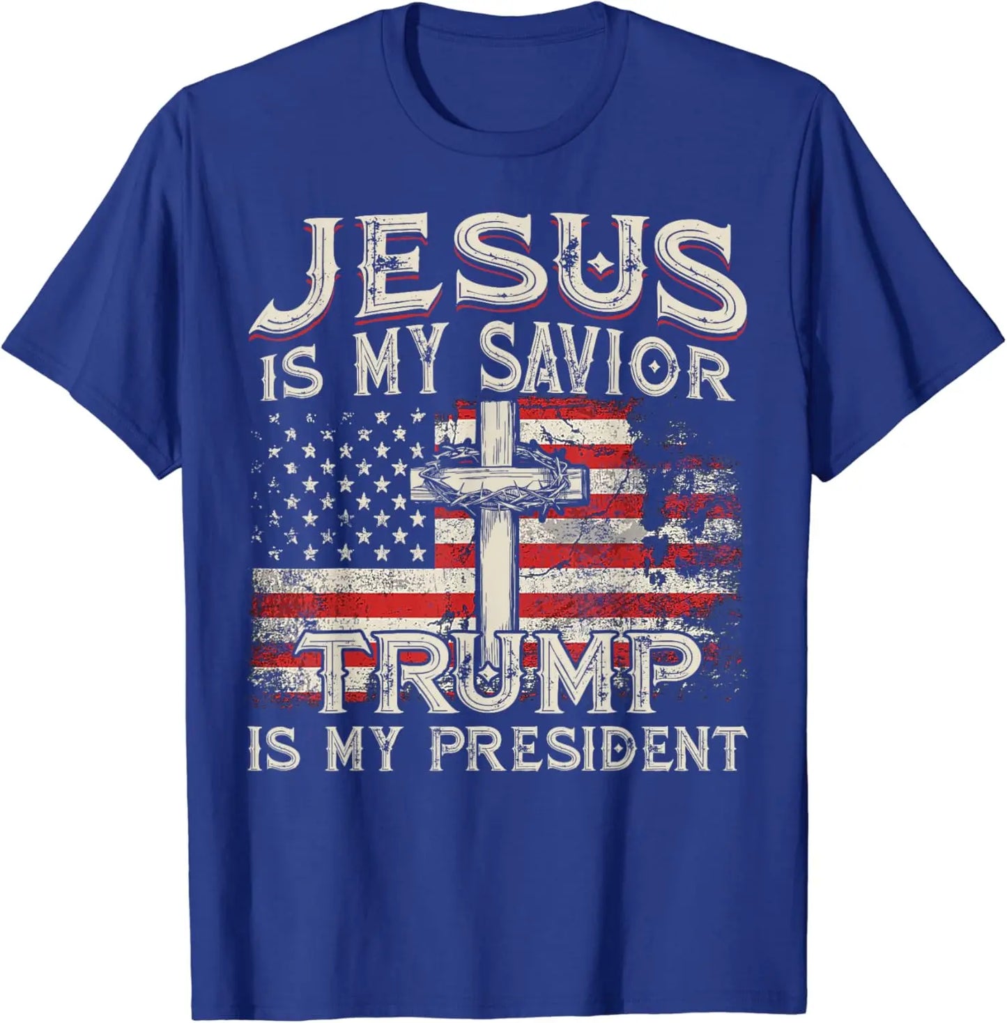 Jesus Is My Savior Trump Is My President American Flag  Women's T-shirts Fashion Y2k Tops Tshirt Haikyuu Graphic Tees 80811