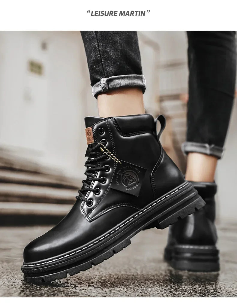 Men's Leather High-Top Cowboy Boots